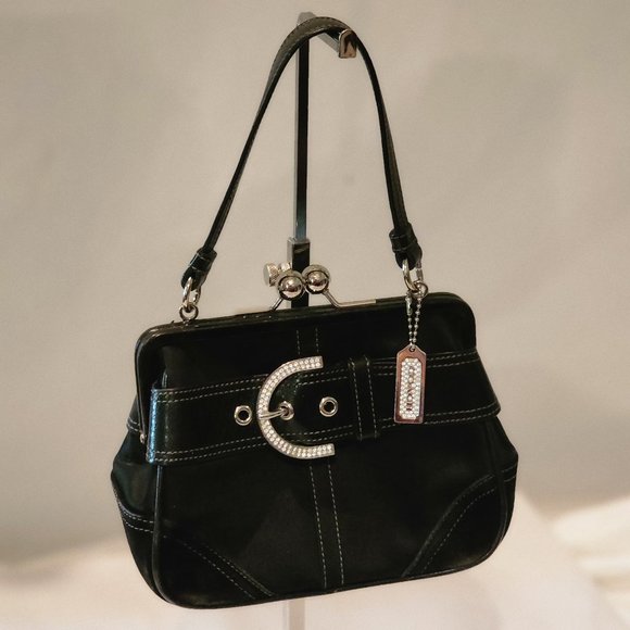 Coach Handbags - Coach Kiss Lock Rare  Black Mini Satchel with Swavorski Crystal Detailing